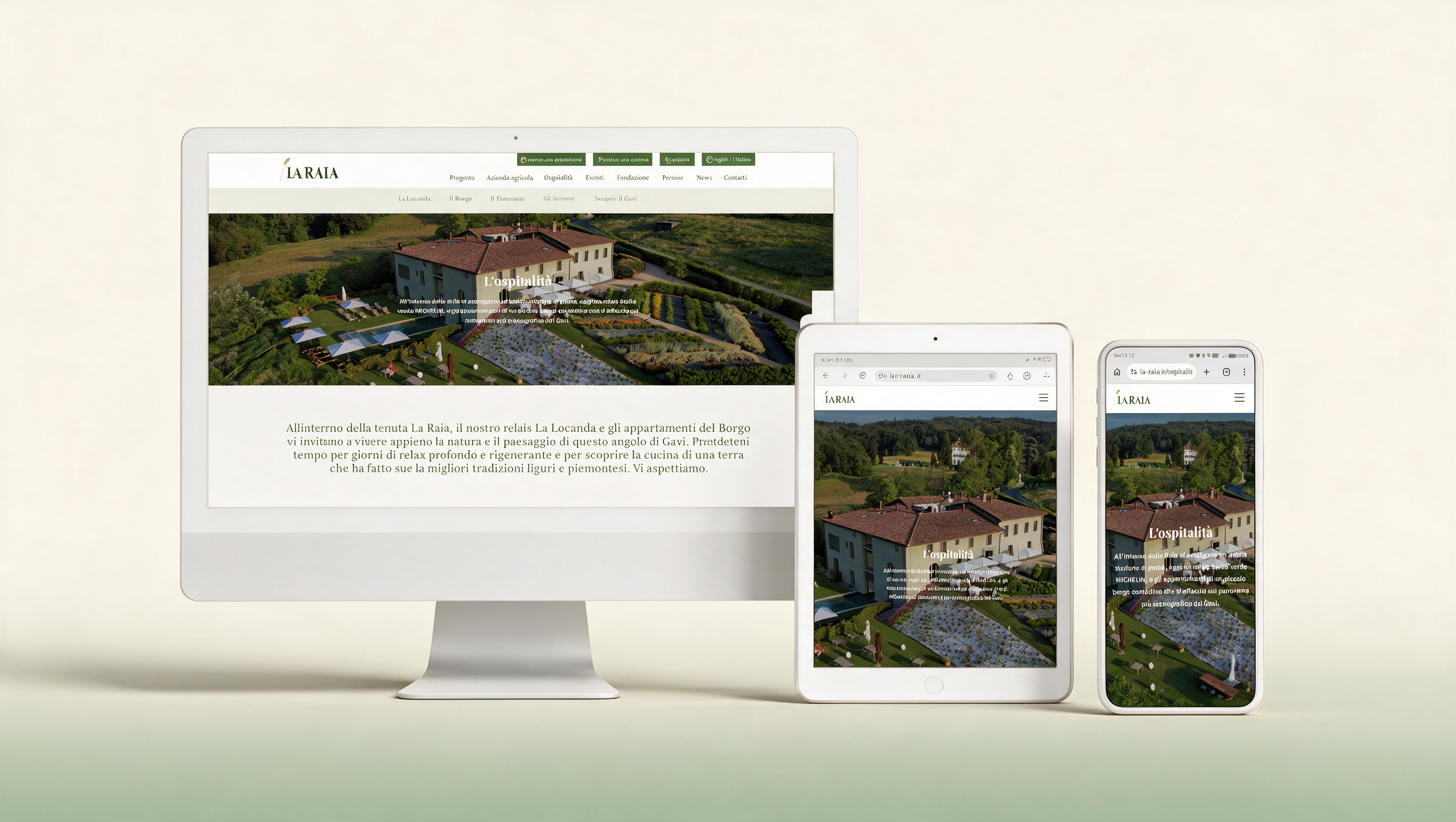 Il sito La Raia su desktop, tablet e mobile