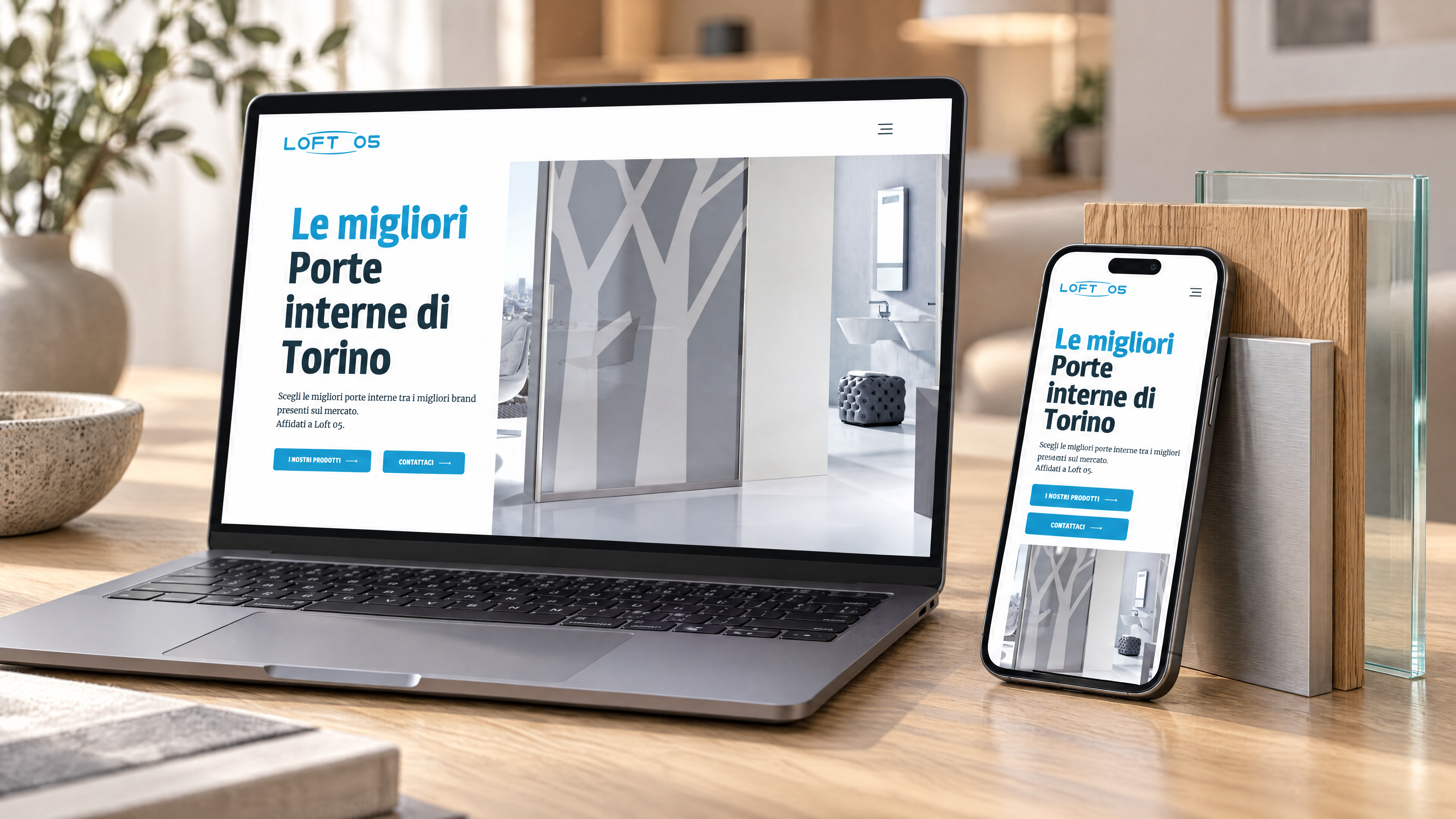 Il sito Loft 05 su desktop e mobile