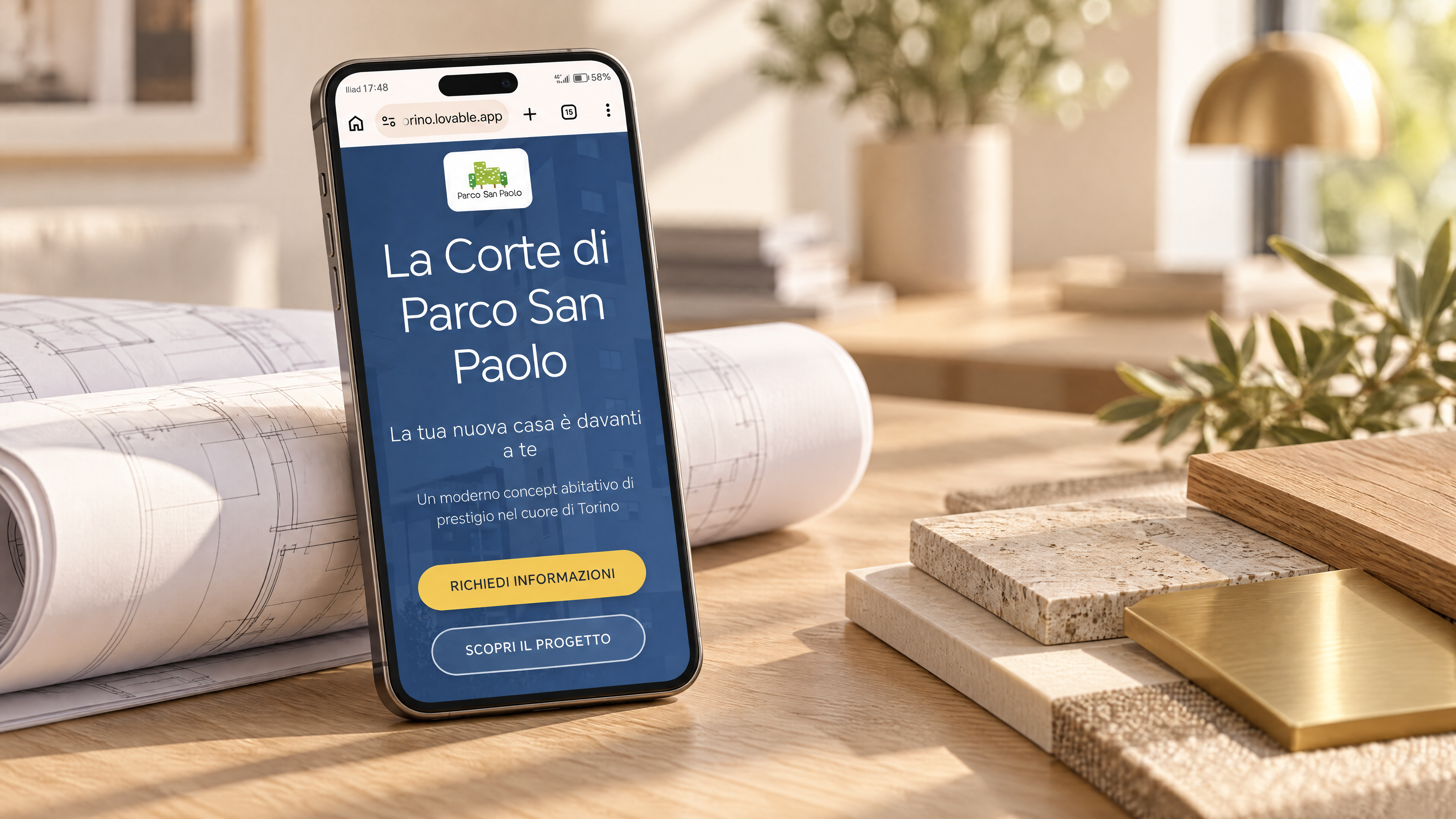 La landing La Corte di Parco San Paolo su smartphone